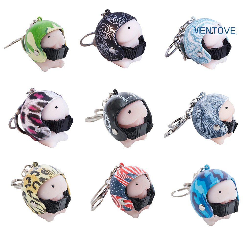 &lt; Đồ Chơi Mentove &gt; Móc Khóa Hình Mochi Mềm Đội Mũ Bảo Hiểm Trang Trí Nội Thất Ô Tô