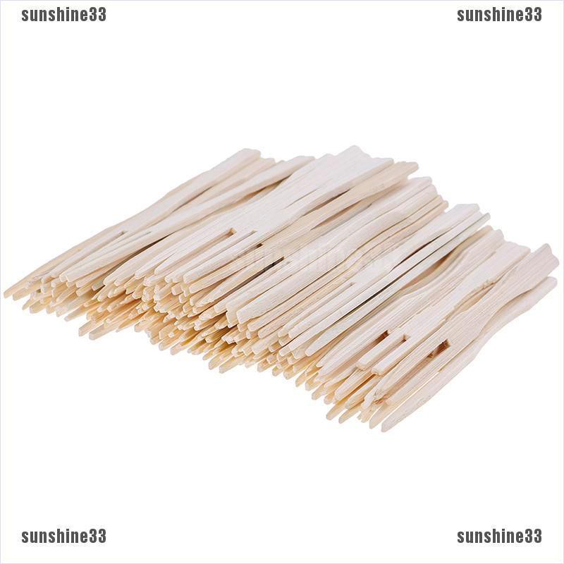 【COD•suns】100pcs/set bamboo cocktail forks bbq fruit pick beige 9cm stick skew