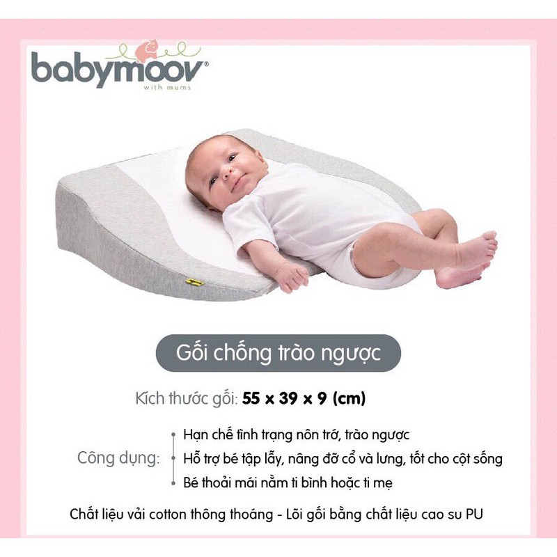 ✔️Mua Là Có Quà✔️Combo Gối Chống Trào Ngược Babymoov Cho Bé + Đệm Ngủ Đúng Tư Thế Chống Giật Mình Cho Bé✔️