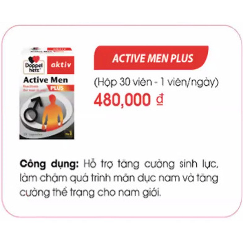 (nhập khẩu chính hãng) Viên uống tăng cường sinh lực, hỗ trợ sinh lý Doppelherz Active Men Plus