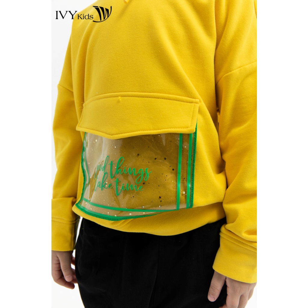 Áo thun cổ mũ Good things take time bé gái IVY moda MS 59G1082