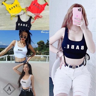 Áo ba lỗ croptop dây rút eo nhiều  màu chất vải xịn iin chữ Babe siêu hot