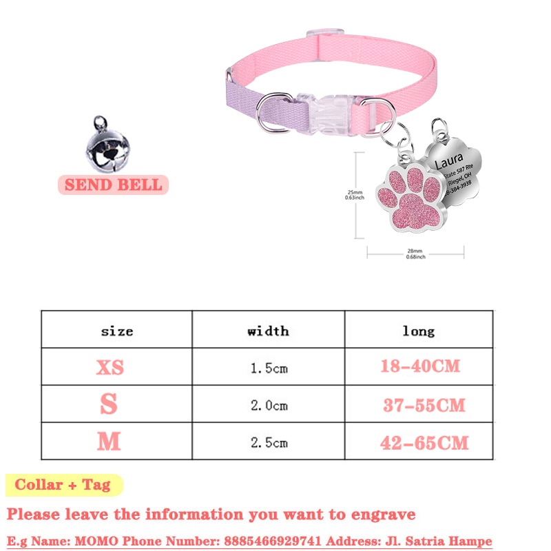 Vòng cổ cho mèo / chó miễn phí Tên tùy chỉnh Đảm bảo mạnh mẽ