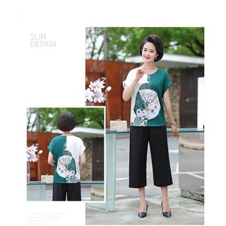 Bộ quần áo mặc nhà cho mẹ - chất lụa ( ME2141)