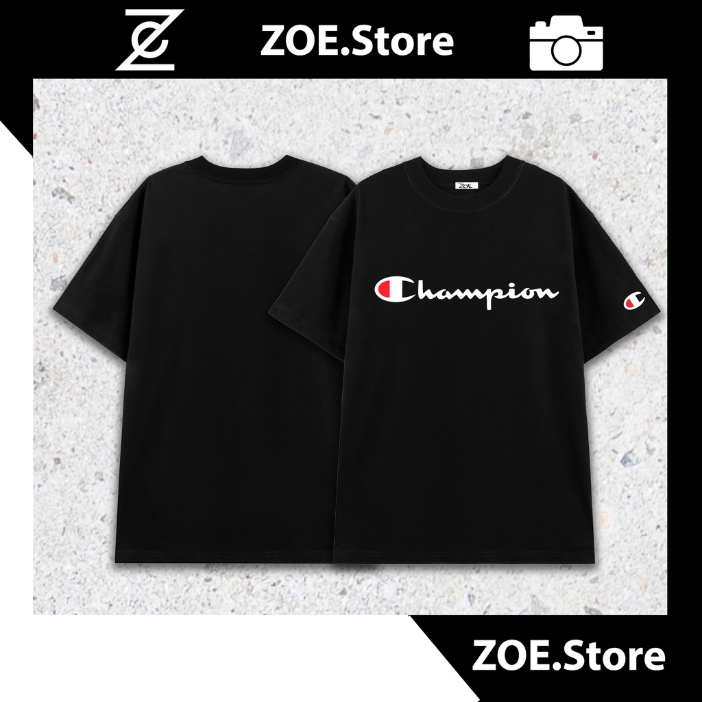 Áo Phông Áo Thun Nam CHAMPION Cotton Kiểu Dáng Oversize Phong Cách Thời Trang Hàn Quốc, ZOE.Storee