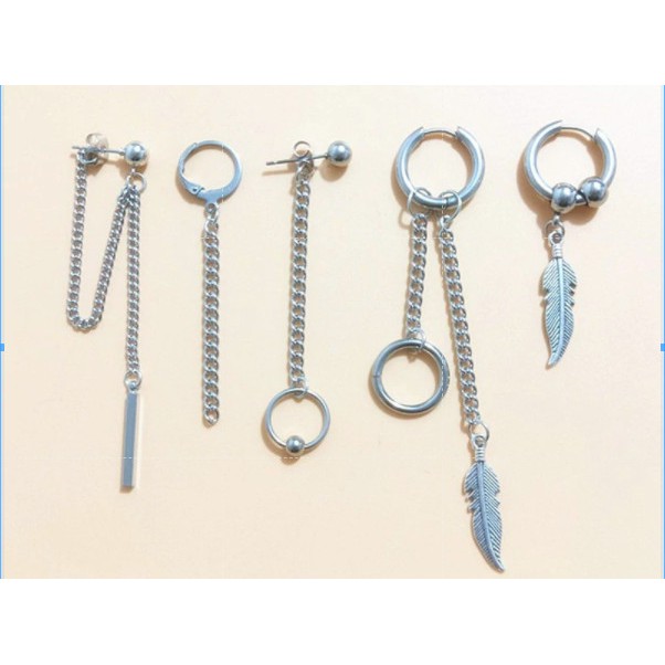 Khuyên tai độc đáo nam nữ phối giữa không cần xỏ lỗ và có lỗ