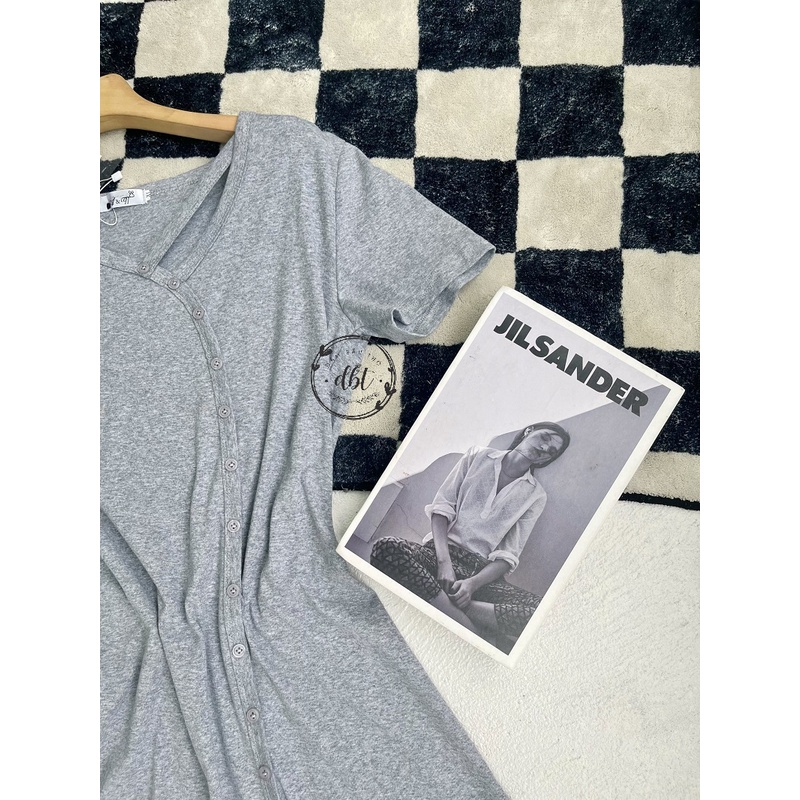 Đầm body bầu cúc giả, xẻ tà chân váy 2 màu