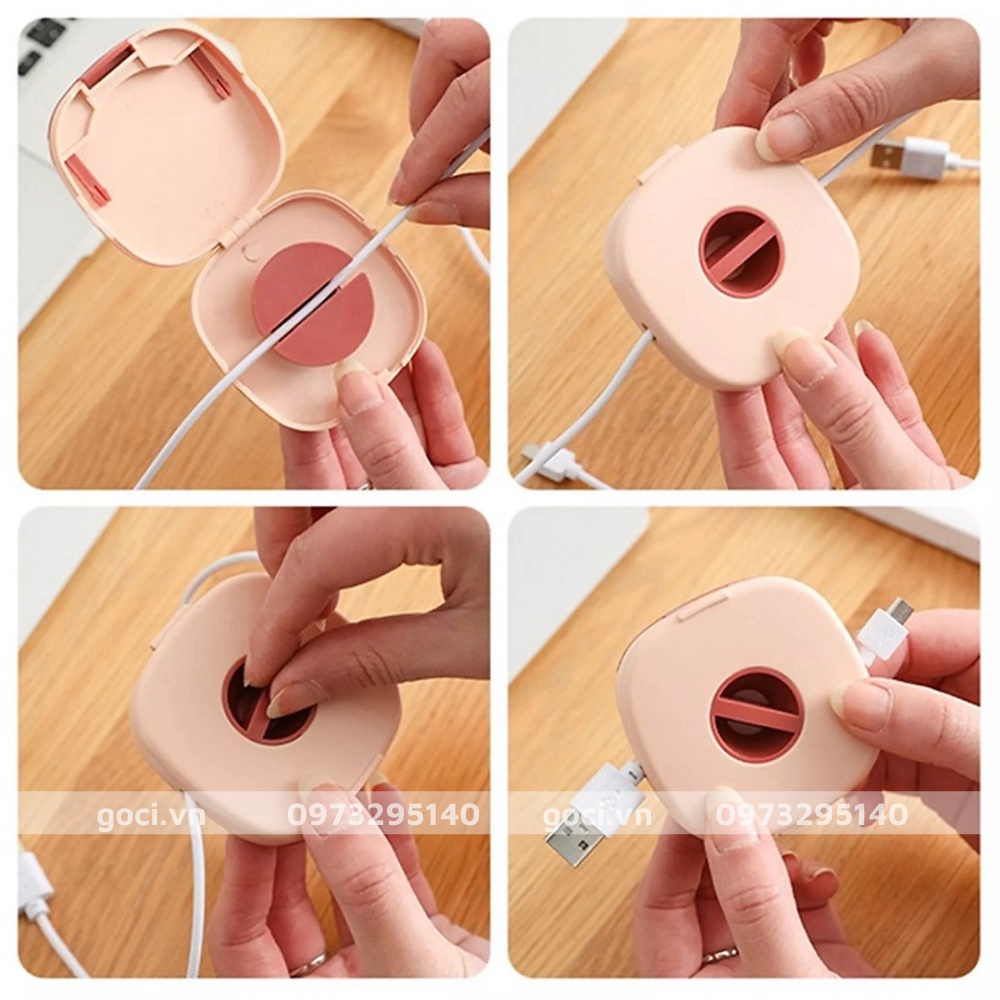 Hộp đựng cuốn tai nghe có dây cáp sạc đa năng thu gọn dây sạc kê điện thoại tiện ích