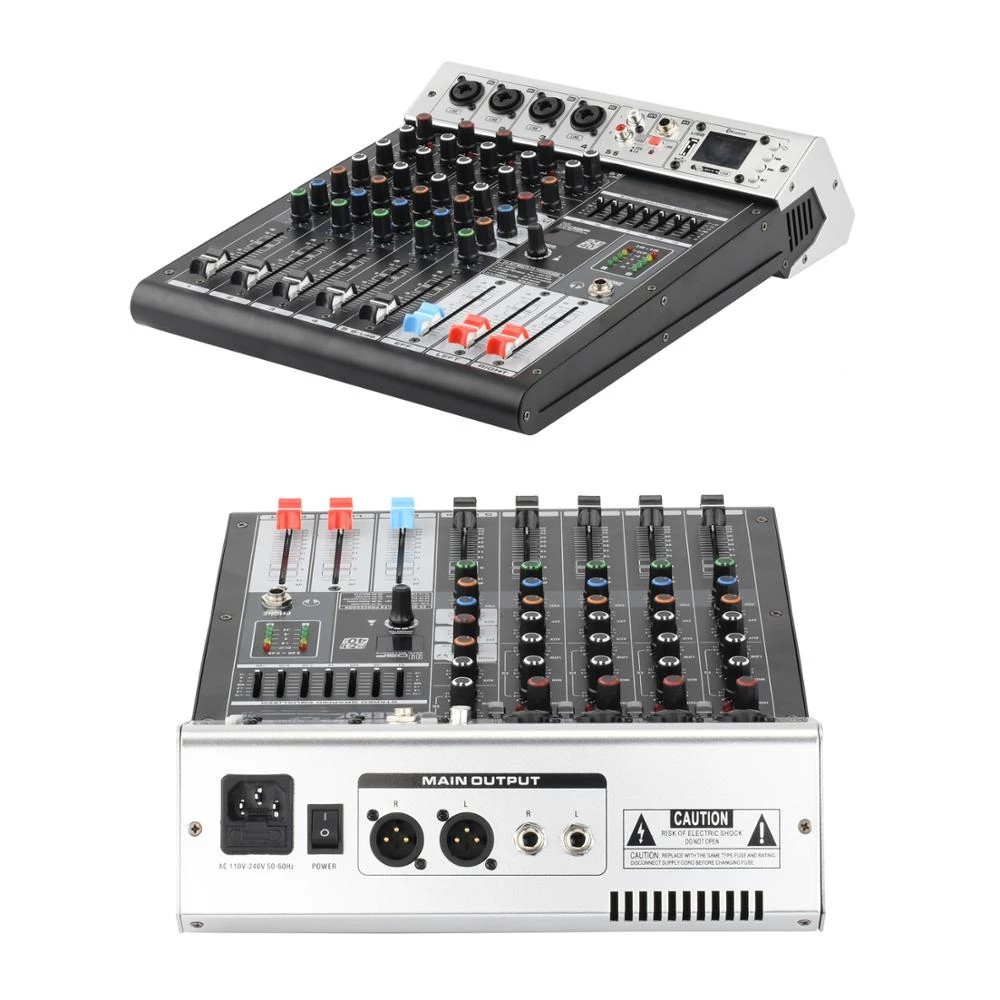 Bàn trộn âm thanh- Mixer Max 11 - 6 kênh (4 mono, 2stereo) kết nối Bluetooth,USB - 99 hiệu ứng vang - Tích hợp nguồn 48v