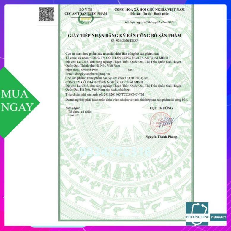 [CHÍNH HÃNG] VIÊN UỐNG COTRIPRO - CO BÚI TRĨ, NGỪA TÁO BÓN, BỀN VỮNG THÀNH MẠCH