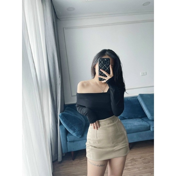 A05-Áo lệch vai tay dài nữ💋Áo thun body lệch vai💋free ship