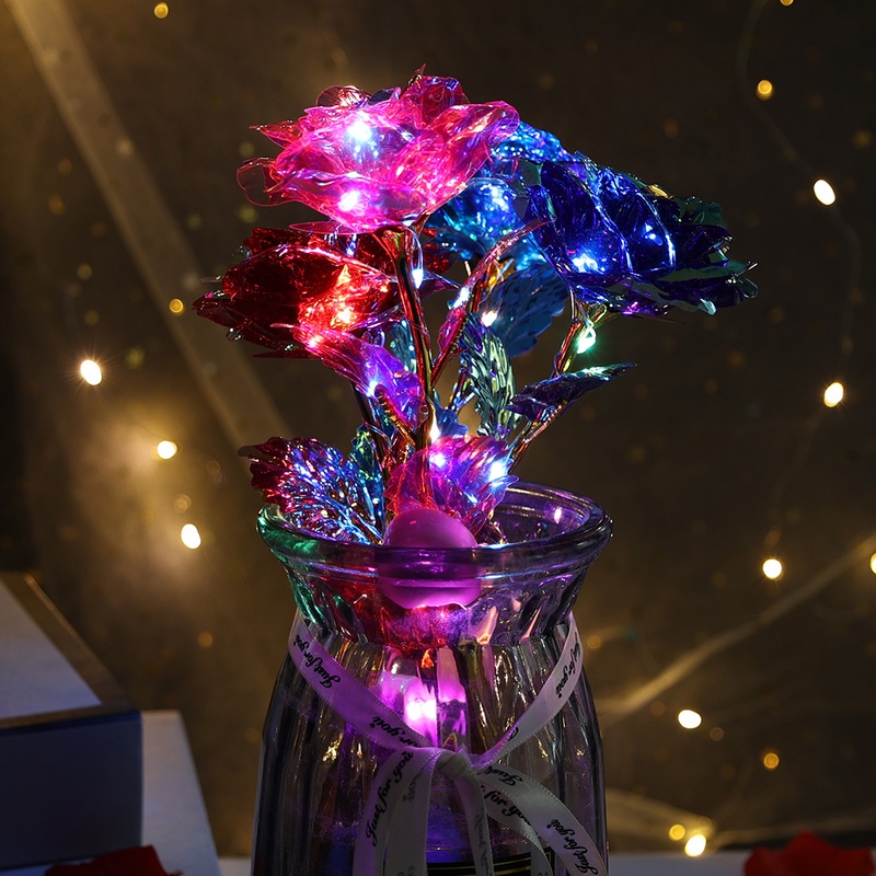 1 Đèn LED Lá Vàng Hồng Giả Sử Dụng Pin Trang Trí Nhà Cửa Dịp Valentine