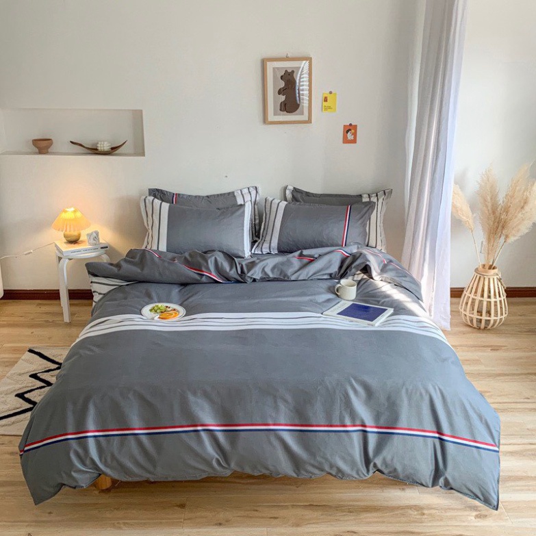 Chăn ga gối Cotton poly - Mẫu Caro đen Chăn Ga Gối TA Bedding nhiều size 1m, 1m2, 1m4, 1m6, 1m8, 2m2