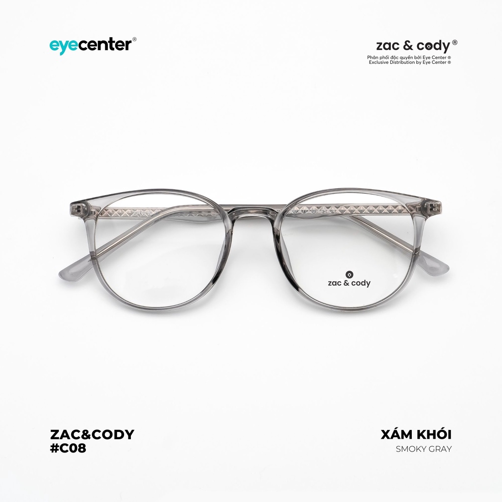 Gọng kính cận nam nữ chính hãng ZAC &amp; CODY C08S lõi thép chống gãy nhập khẩu by Eye Center Vietnam