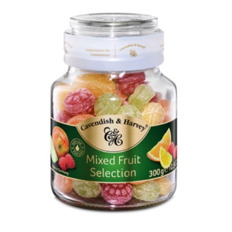 KẸO TRÁI CÂY CAVENDISH HARVEY MIX VỊ TRÁI CÂY HŨ THUỶ TINH 300g