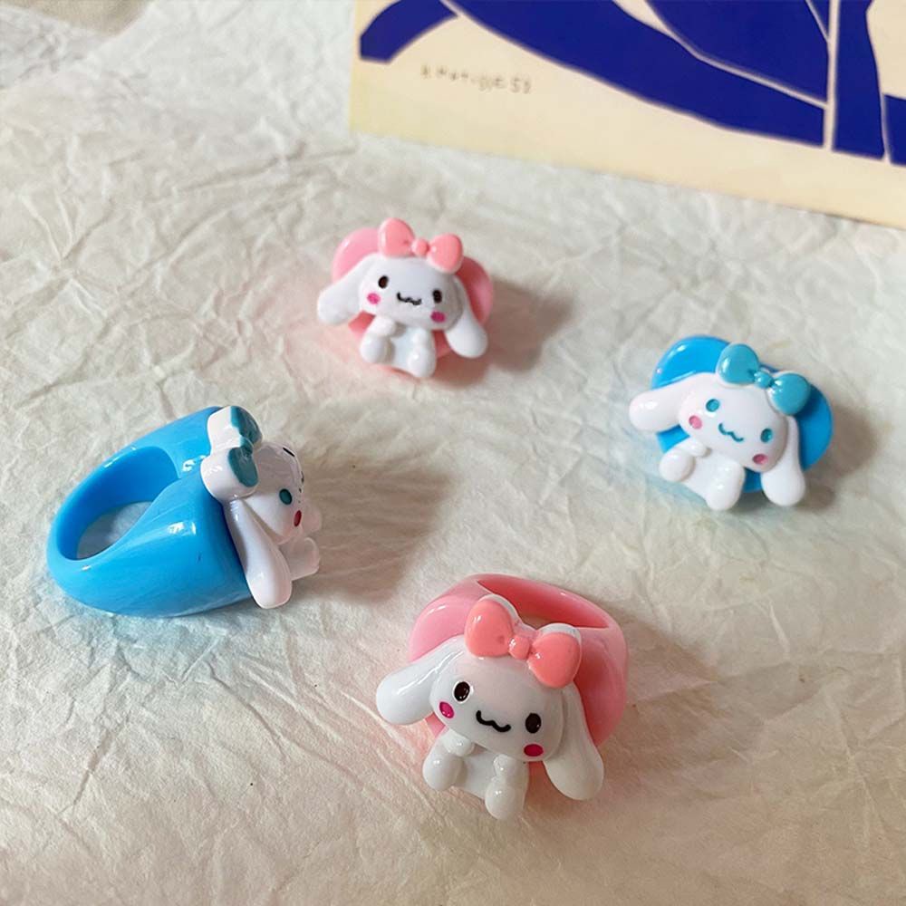 Nhẫn Nhựa Resin Hình Chú Chó Dễ Thương Nhiều Màu Sắc Phong Cách Hàn Quốc Cho Nữ