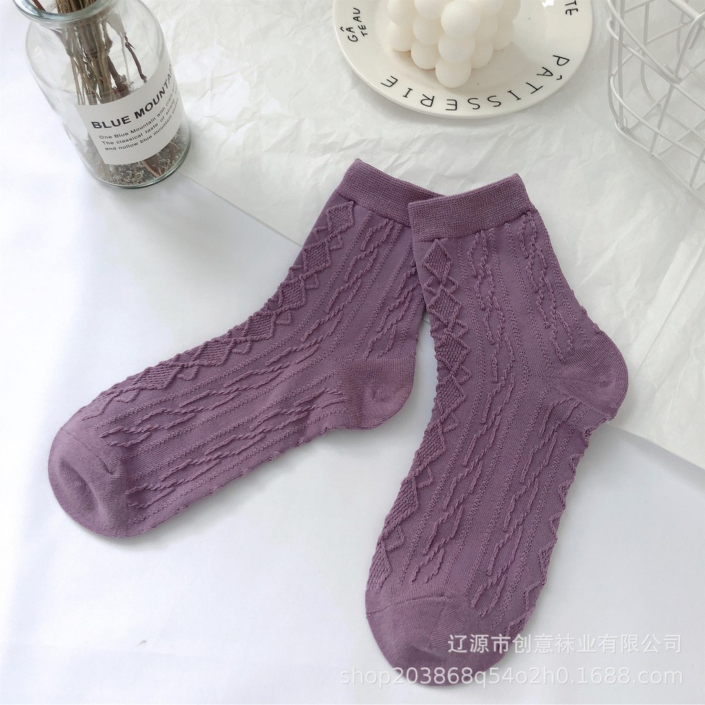 Tất cổ cao nữ Dễ thương Cute Nhật Bản Vớ cao cổ nữ Cotton In hình Hoạt hình Ulzzang Thu Đông Hàn Quốc