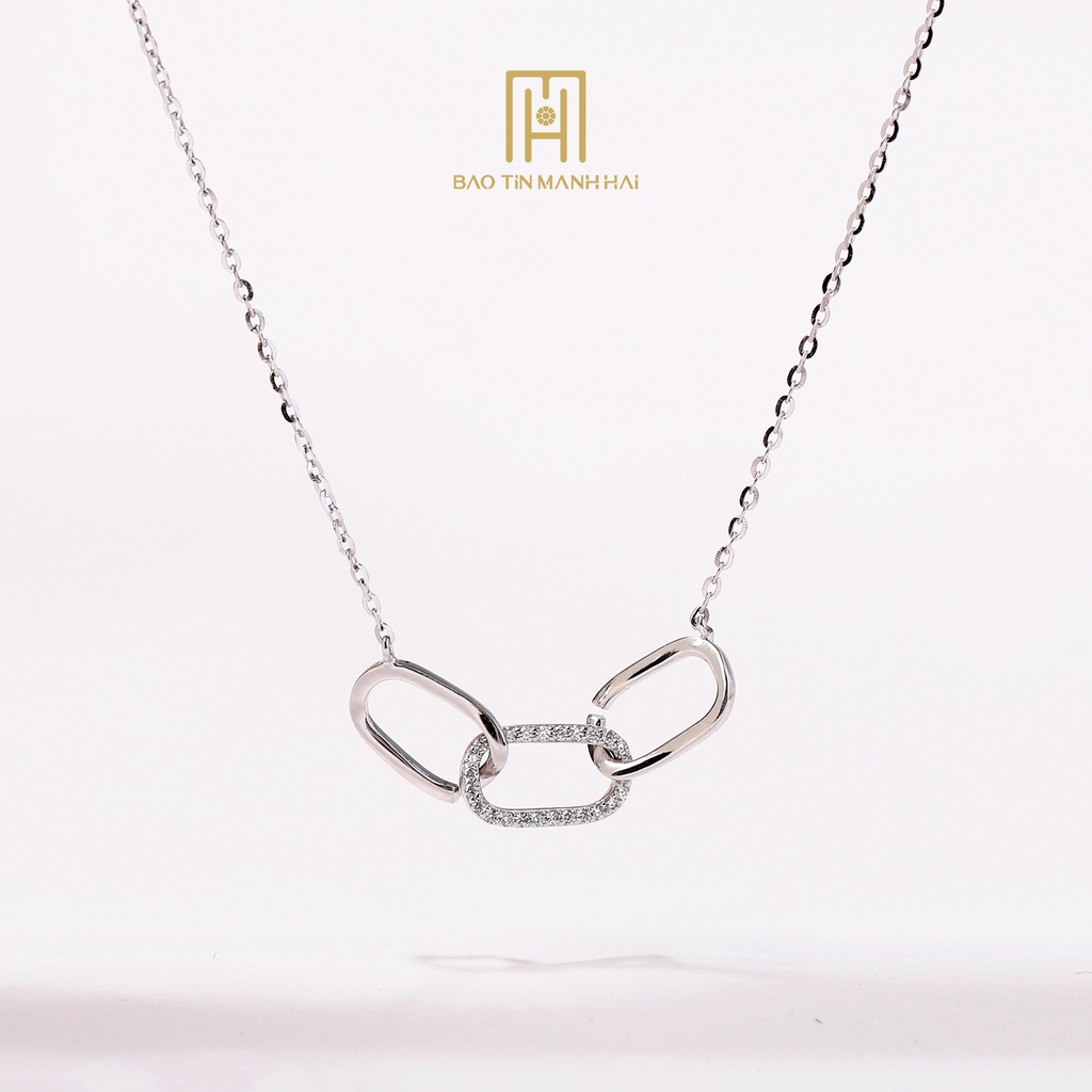 Dây chuyền bạc xi cao cấp hình mắt xích độc lạ phong cách HQ trẻ trung DB08 Bảo Tín Mạnh Hải