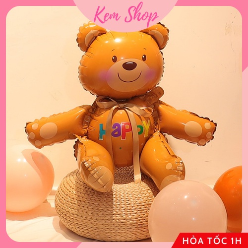Bóng gấu nâu Teddy 3D size đại Kem Shop trang trí sinh nhật - K206