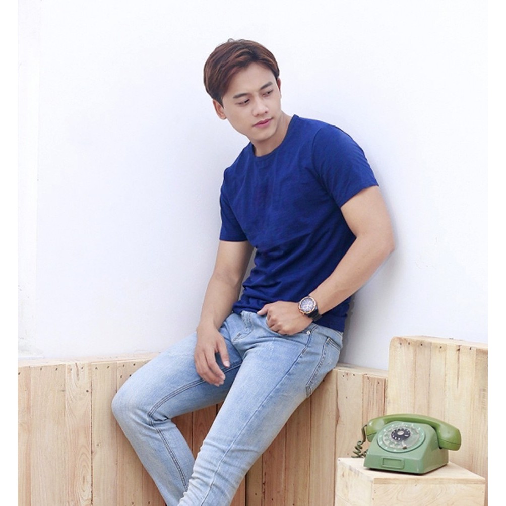 ÁO THUN TRƠN CỔ TRÒN MÀU XANH DƯƠNG ( ĐẬM ) TAY NGẮN NAM NỮ ( CÓ CẢ SIZE EM BÉ ) 3-X1L0