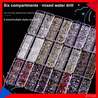 Hộp 1688 hạt đá thủy tinh chia 6 ngăn đính trang trí móng tay