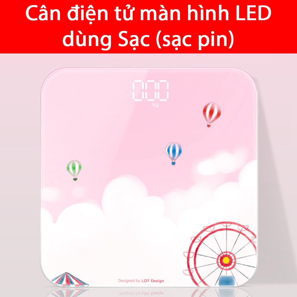 Cân điện tử thông minh màn hình LED có thể sạc pin màu sắc gradient