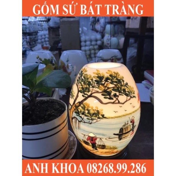 Đèn xông tinh dầu cao 21cm Bát Tràng - Gốm sứ Bát Tràng Anh Khoa