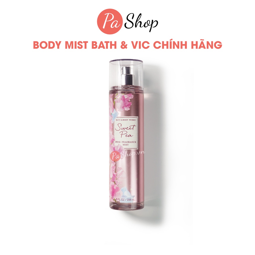 Xịt thơm body mist Bath &amp; Body Works Sweet Pea 236ml