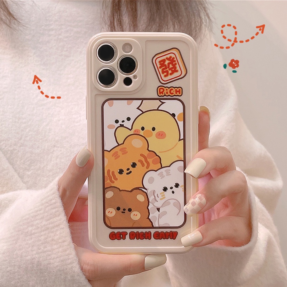Ốp Điện Thoại Họa Tiết Động Vật Dễ Thương Cho Iphone 7 8 PLUS X XR XS 11 12 13 Mini PRO MAX SE 2020