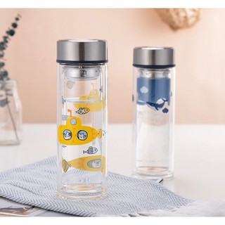 LLG627YEL-OCH – Bình nước thủy tinh chịu nhiệt Lock & Lock, 320ml, có họa tiết