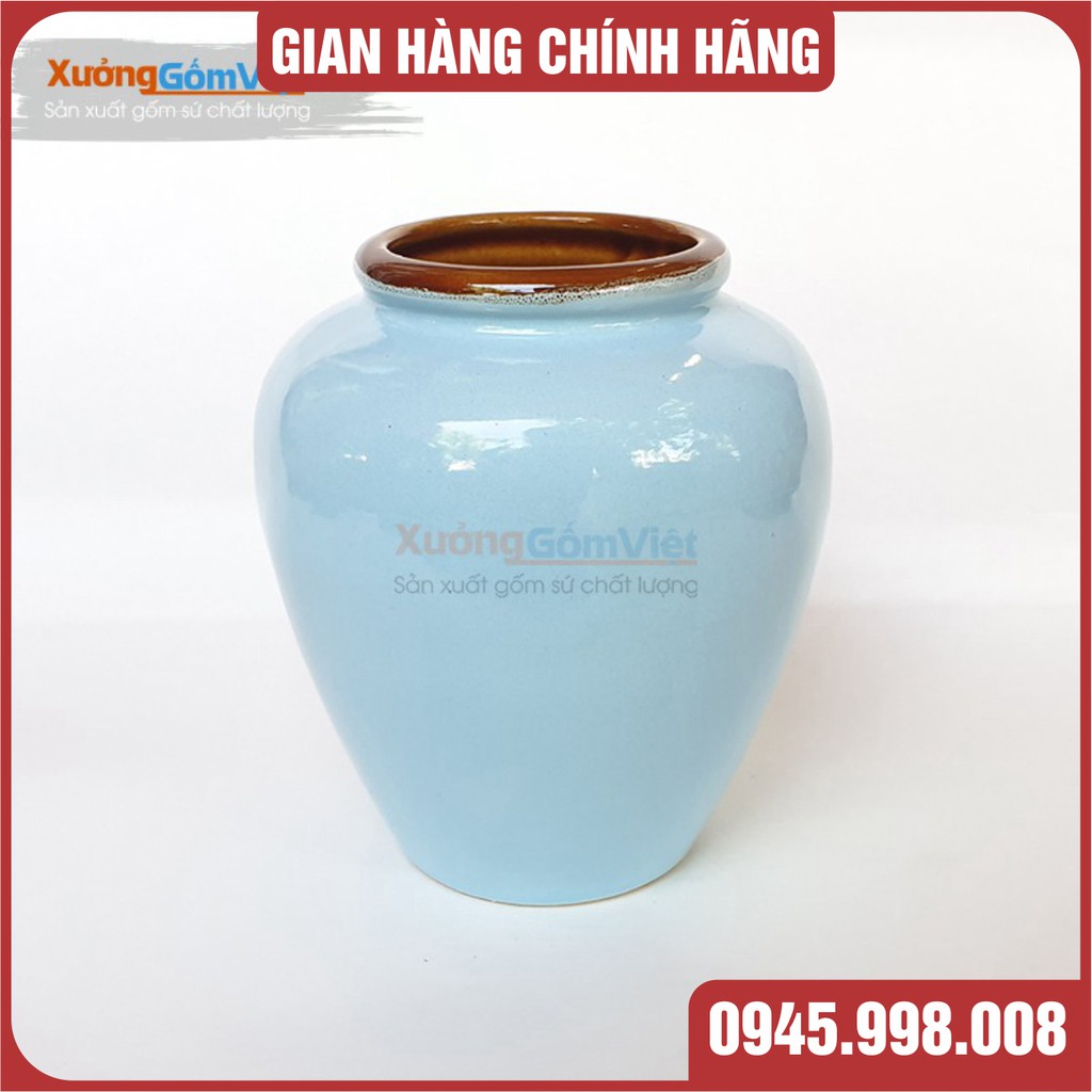 lu sứ màu xanh paster ngọt ngào dung tích 400ml - hàng thủ công gốm BÁT TRÀNG - XƯỞNG GỐM VIỆT