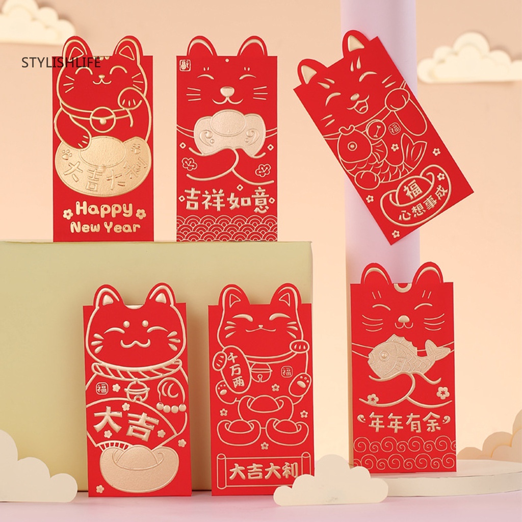 Sy| Bộ 18 Bao Lì Xì Đỏ May Mắn Cho Năm Mới / Sinh Nhật / Đám Cưới