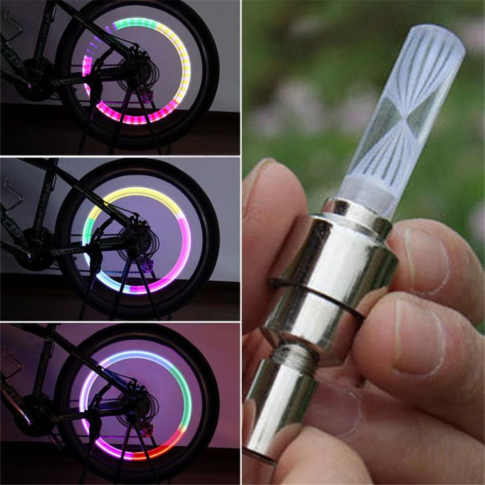 Đèn Led 7 Màu Gắn Van Bánh Xe Đạp Trang Trí Sáng Tạo Thời Trang