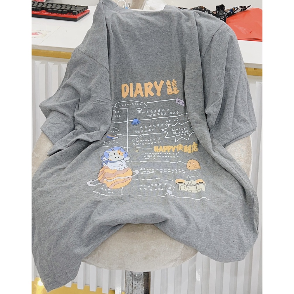 Áo Thun Nam Nữ  Form Rộng Hàn Quốc Diary Dày Mịn Thoáng Mát Thiết Kế Thời Trang Kiểu Dáng Năng Động Trẻ Trung