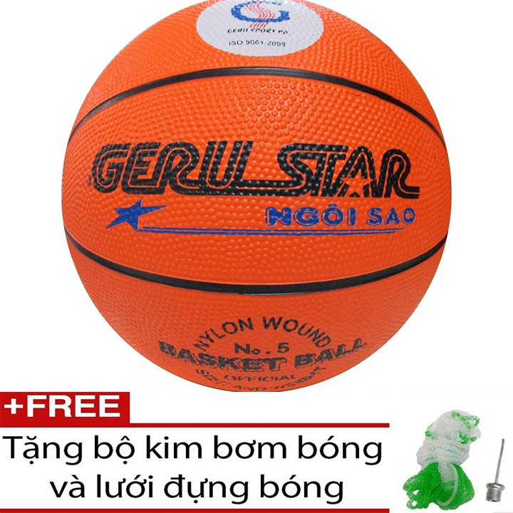 Bóng rổ cao su cam Geru Star số 5