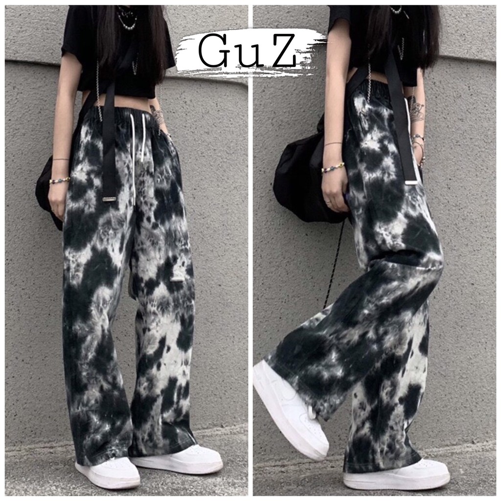 Quần ống suông LOANG đen trắng culottes unisex độc lạ dễ phối đồ GuZ