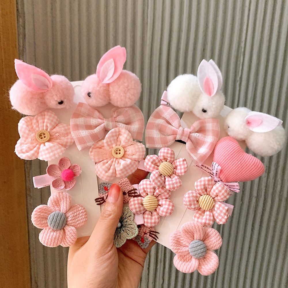 Set 8/9 kẹp tóc vải mini phong cách Hàn Quốc dễ thương cho nữ