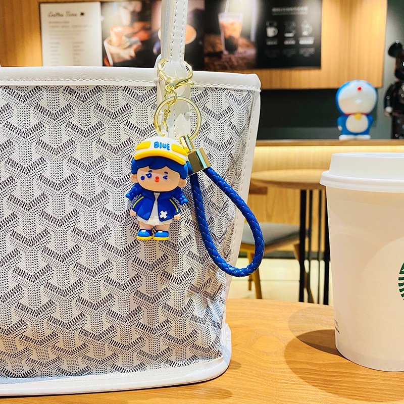 Móc Chìa Khóa Xe Hơi Hình Búp Bê Klein Màu Xanh Dương Sáng Tạo Dễ Thương