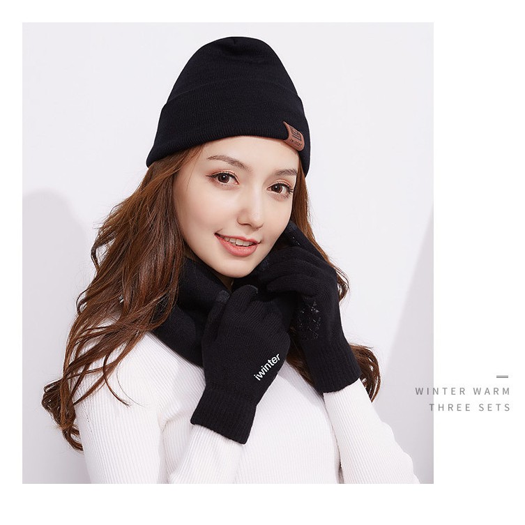 Combo 3 món bao tay nón khăn len cho Nam và Nữ