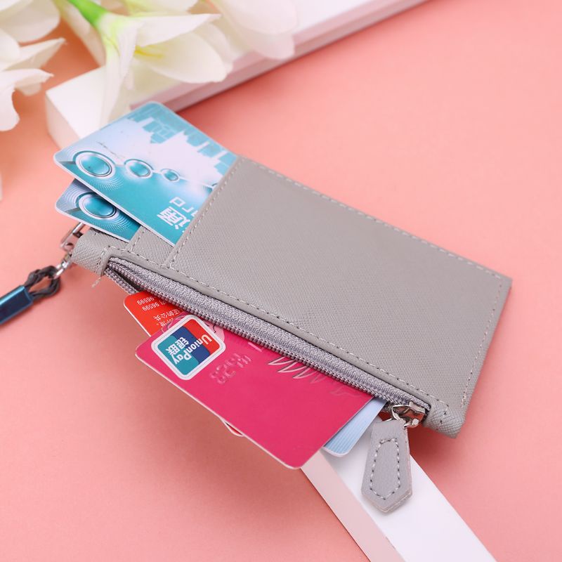 Ví Da PU Đựng Thẻ Kèm Dây Đeo Cổ Thời Trang Công Sở Cho Nữ