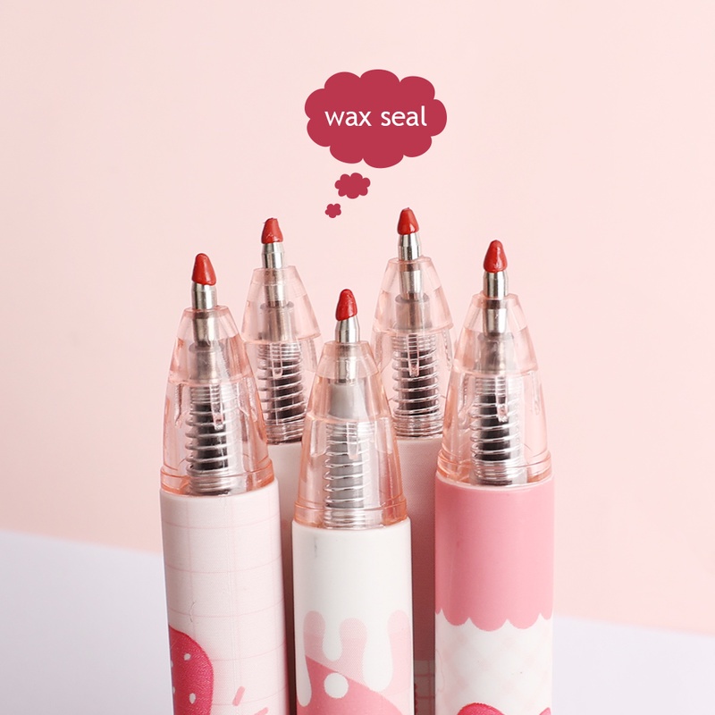 1 Bút Mực Gel Ngòi Bấm Hình Khủng Long Dâu Tây/Khủng Long Hoạt Hình 0.5mm Màu Đen Dành Cho Học Sinh/Văn Phòng