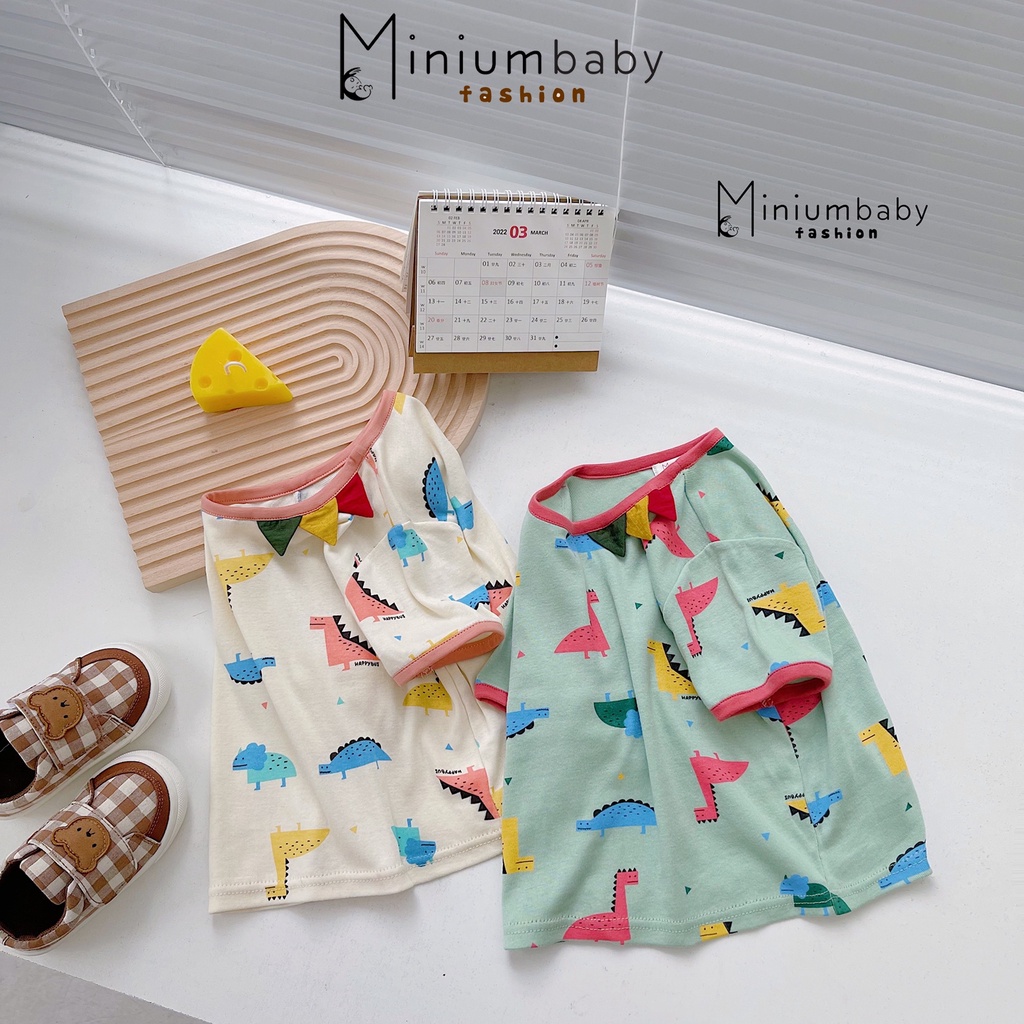 Áo ba lỗ màu hè xanh mát, chất liệu cotton cùng họa tiết đáng yêu, miniumbabyfashion A1604