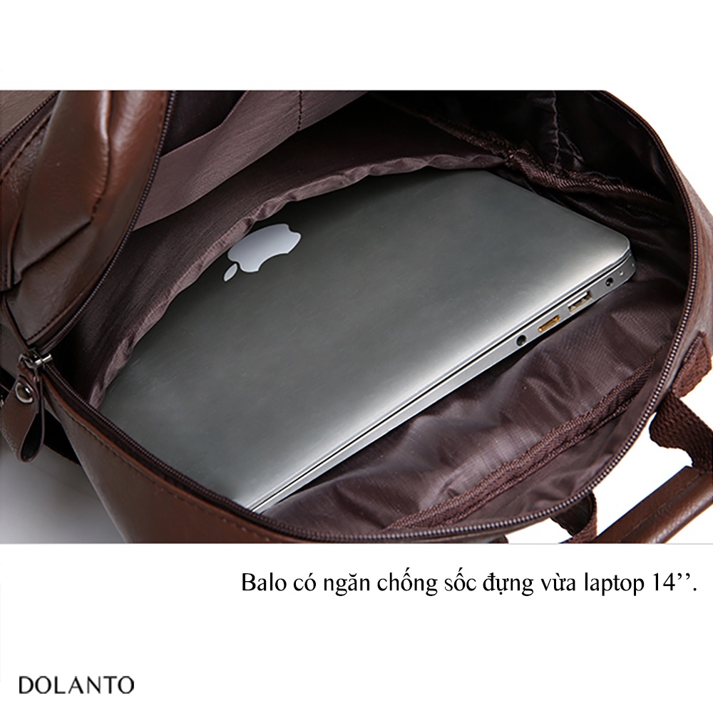 Balo Đi Học Da BOX Chống Nước Cao Cấp Thời Trang Rẻ Đẹp Nhẹ Da Đen Đựng Laptop Đi Chơi Du Lịch Nam Nữ DOLANTO