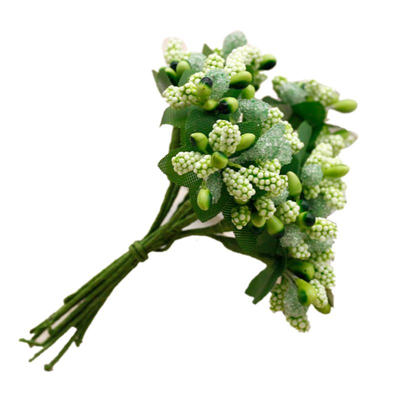 Set 12 nhánh hoa nhân tạo mini trang trí sân vườn/đám cưới/hộp quà tặng DIY