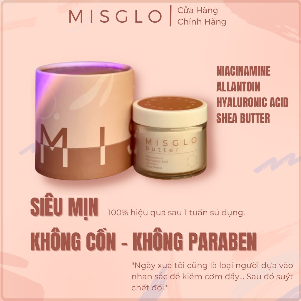 Kem dưỡng trắng da body Misglo butter dành cho da khô trắng sáng mềm mịn, cung cấp dộ ẩm hiệu quả