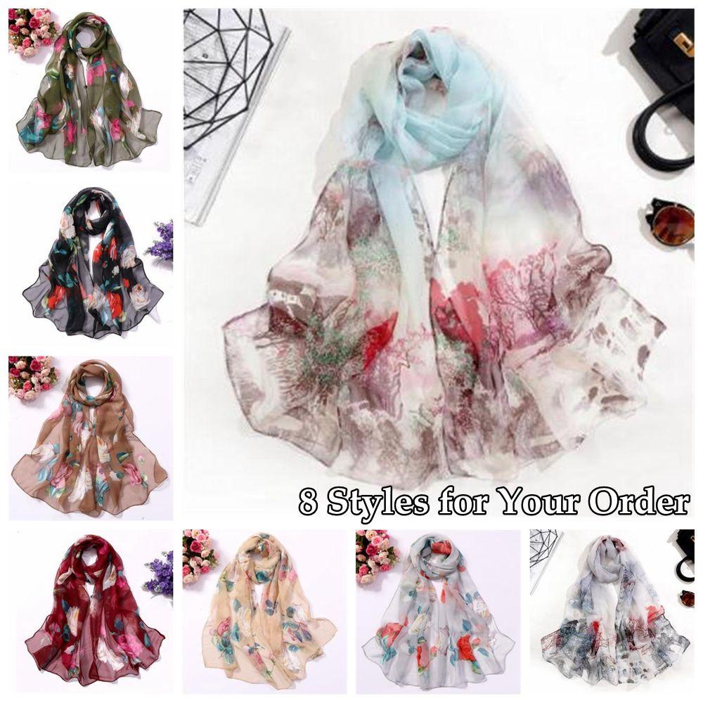 Khăn Choàng Lụa Georgette Mềm Mại In Hoa Thời Trang Xuân Hè Cho Nữ
