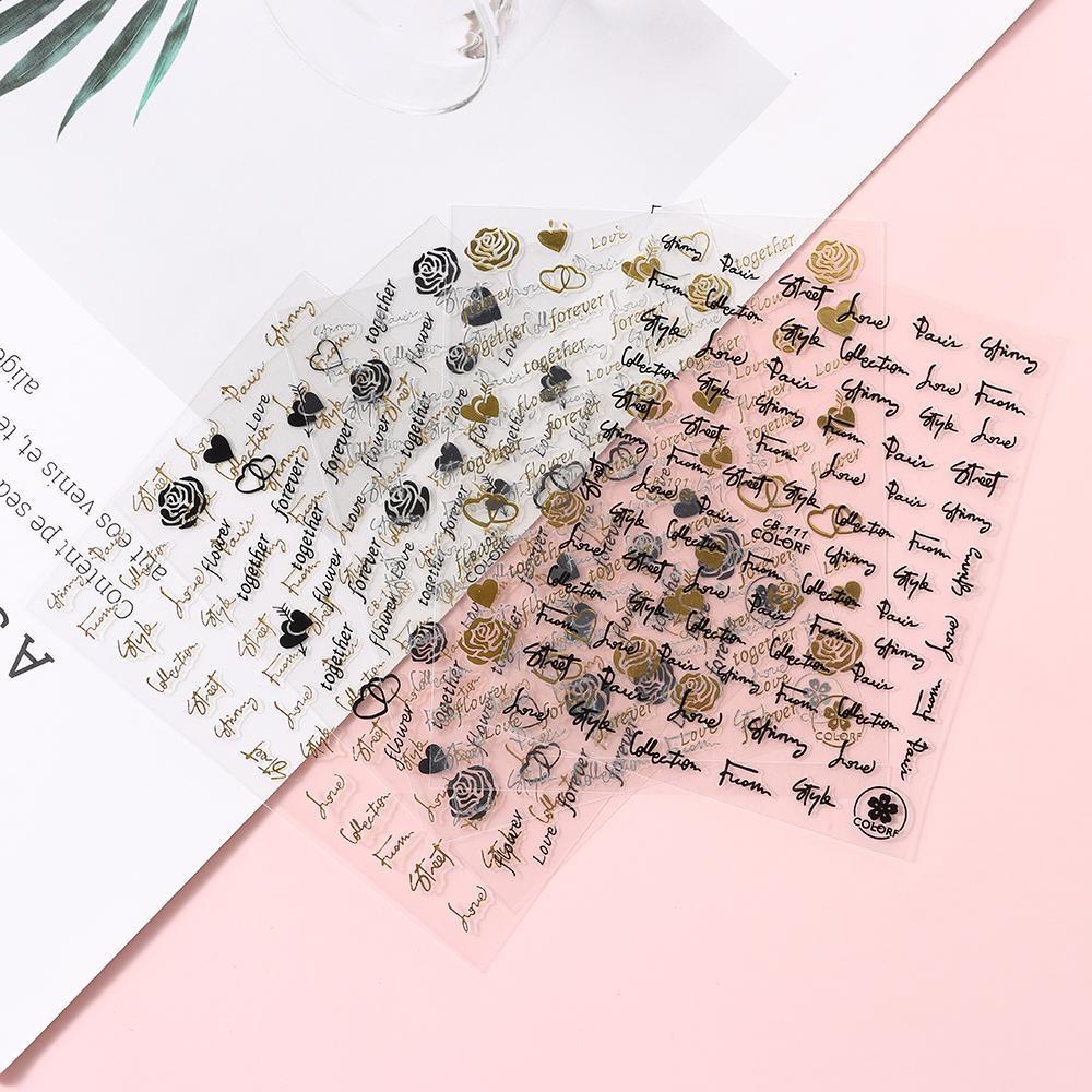 Miếng Dán Trang Trí Móng Tay Màu Đen DIY Độc Đáo