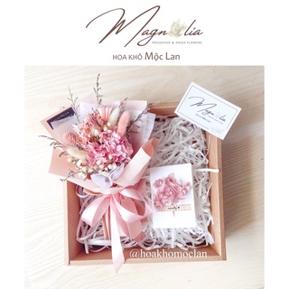 Gift set hộp quà hoa khô kèm thiệp siêu tây *Hoa Khô mộc Lan*