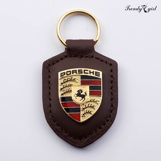 Móc Khóa Hình Logo Porsche Bằng Da