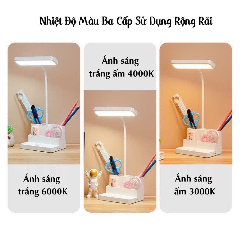 Đèn Để Bàn Học Sinh, Đèn Bàn Học Chống Cận Tích Điện Mini Gấp Gọn LEON OFFICIAL